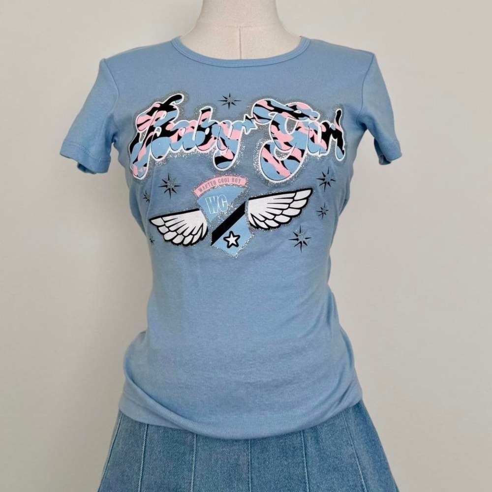 Y2k Baby Tee Graphic Sz Small Mall Core Preppy